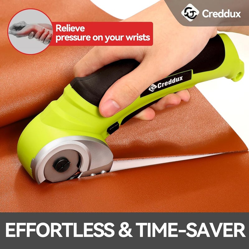 Creddux Cordless Electric Scissors, 4.2V Cardboard Cutter Tool for Cardboard Carpet Leather Packages Plastic with Rechargeable Battery Green - Image 2